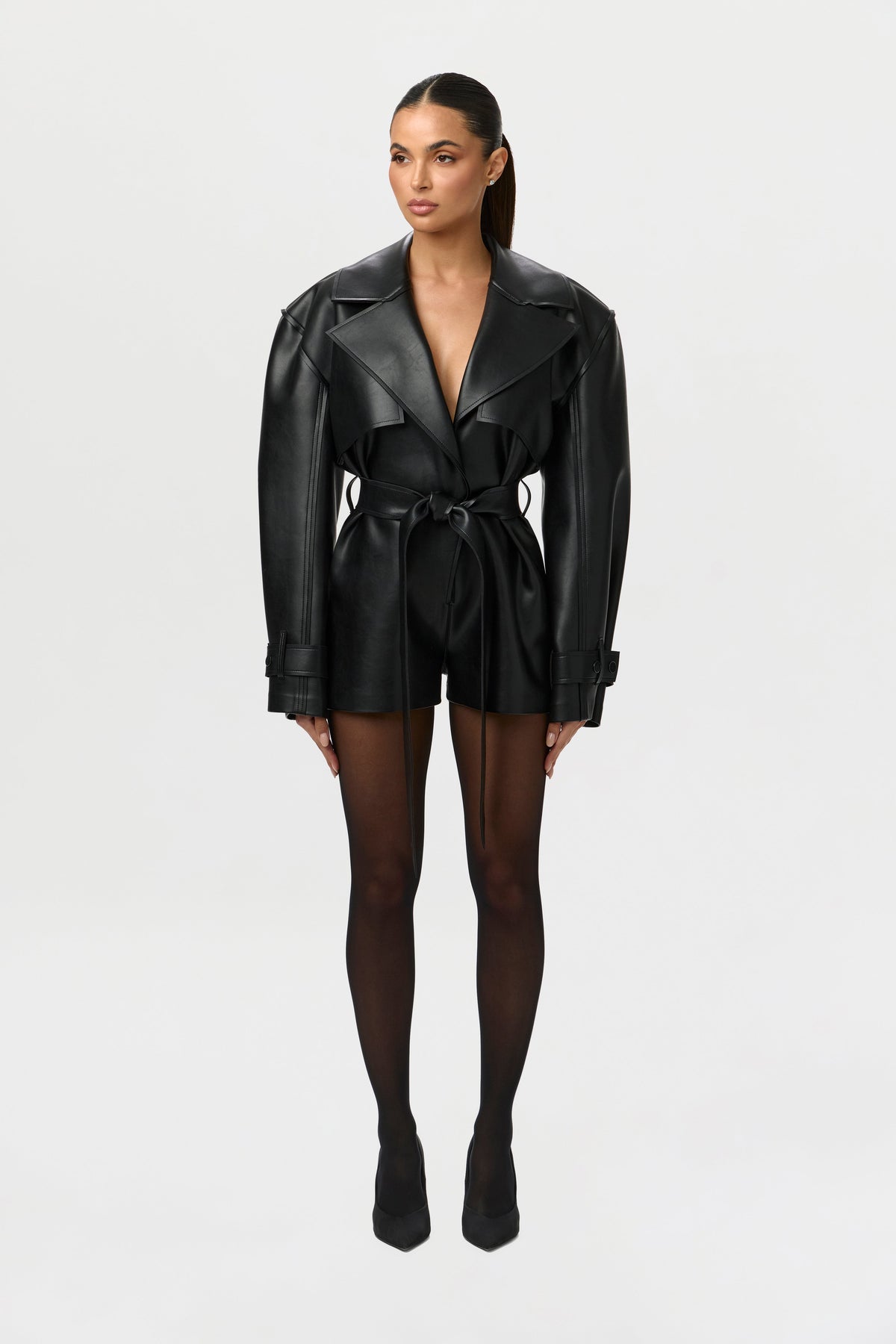 Vegan Leather Trench Romper