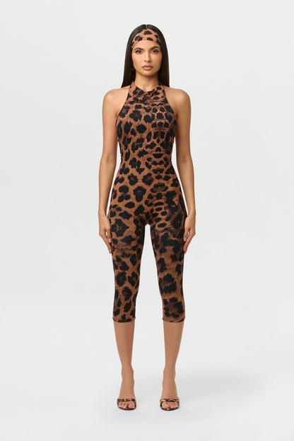 Naked Print Halter Capri Jumpsuit