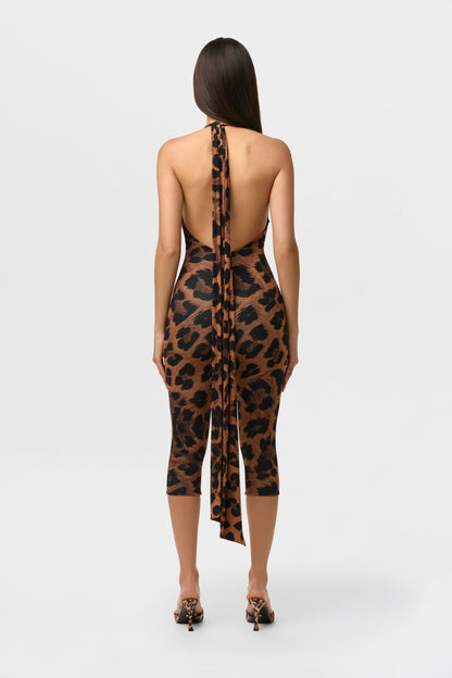 Naked Print Halter Capri Jumpsuit