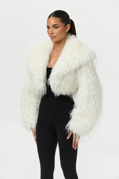 Faux Fur Cropped Plush Jacket
