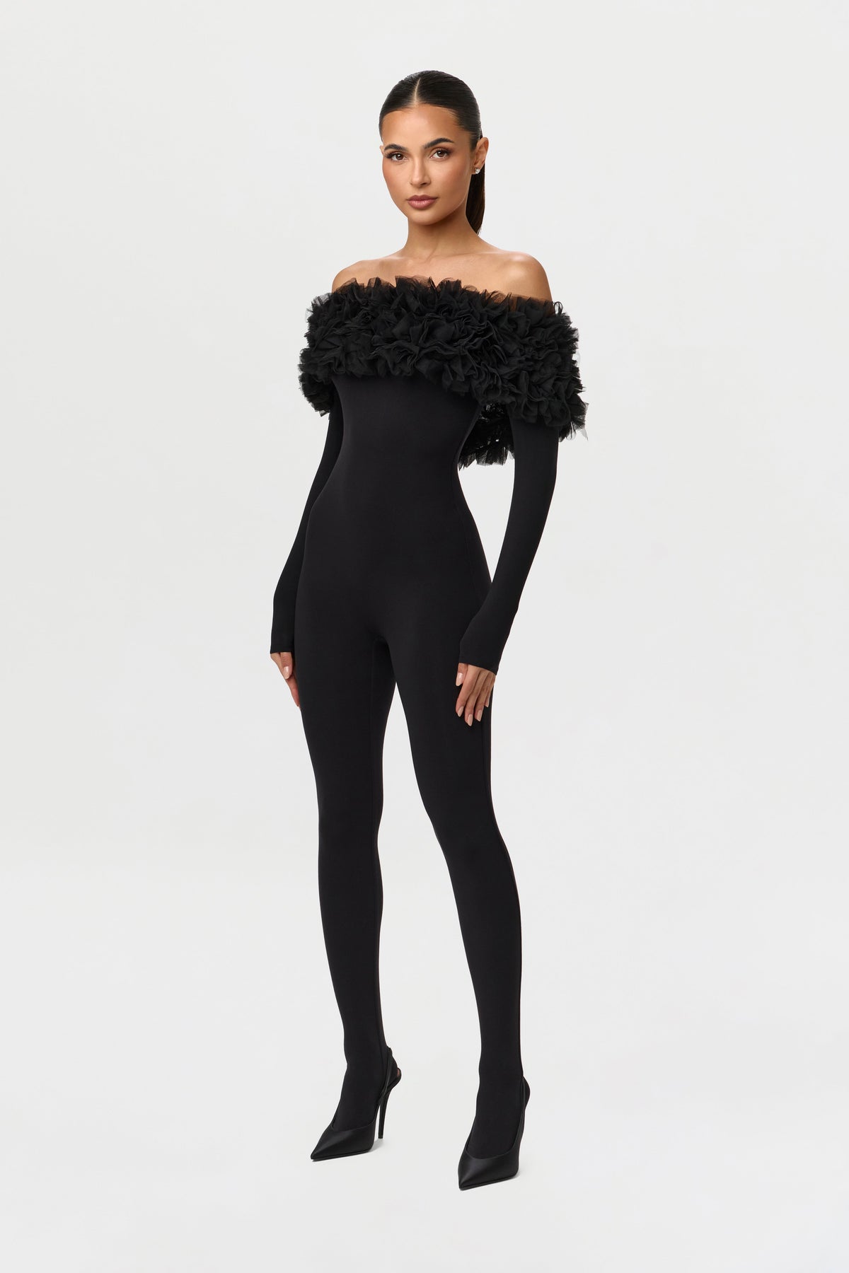 Naked Off-Shoulder Roses Jumpsuit