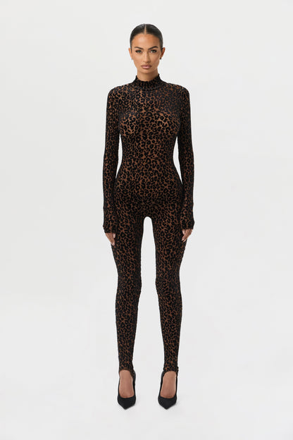 Burnout Leopard Stirrup Jumpsuit