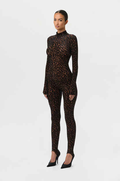 Burnout Leopard Stirrup Jumpsuit