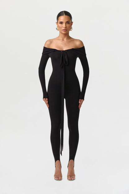 Naked Off-Shoulder Tie Jumpsuit Petite