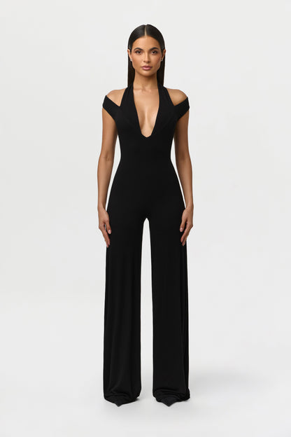 Smooth Off-Shoulder Halter Jumpsuit