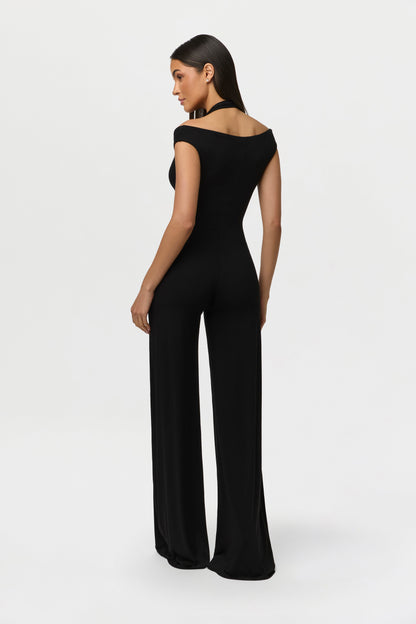 Smooth Off-Shoulder Halter Jumpsuit