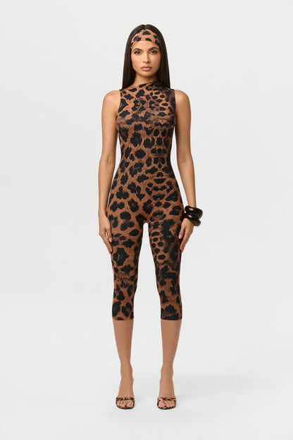 Naked Print Sleeveless Capri Jumpsuit