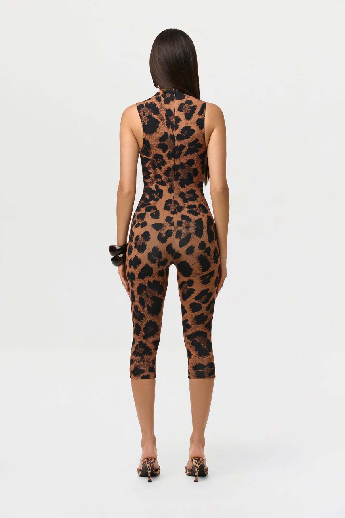 Naked Print Sleeveless Capri Jumpsuit
