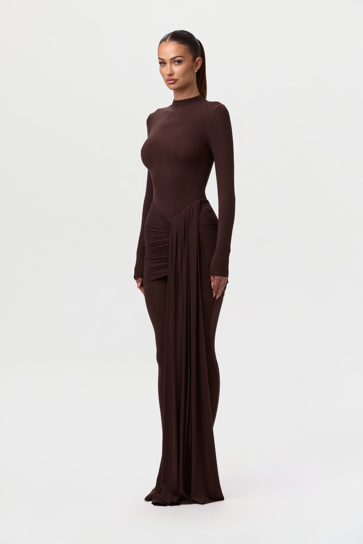 Naked Ruched Drape Mini Skirt