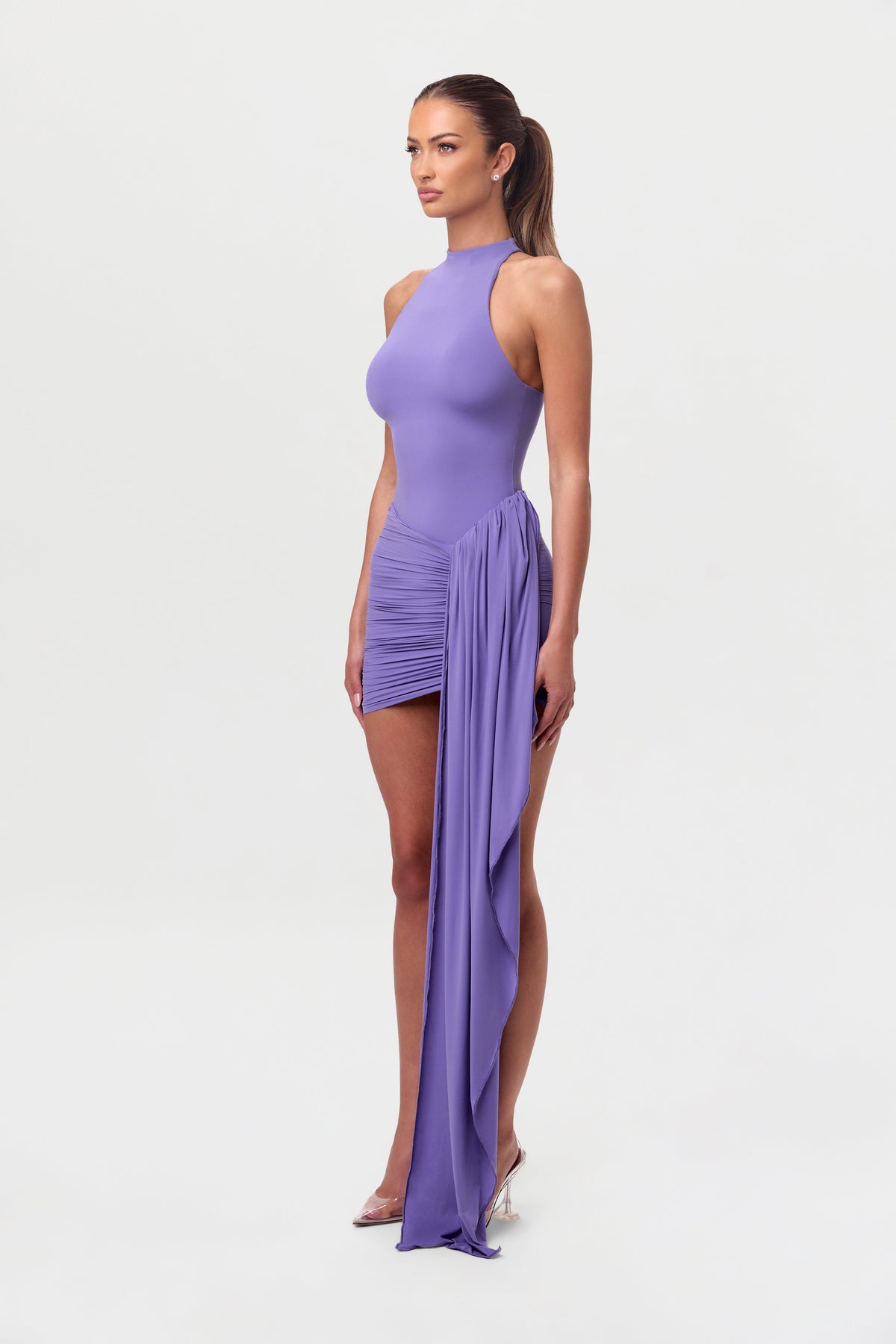 Naked Ruched Drape Mini Skirt