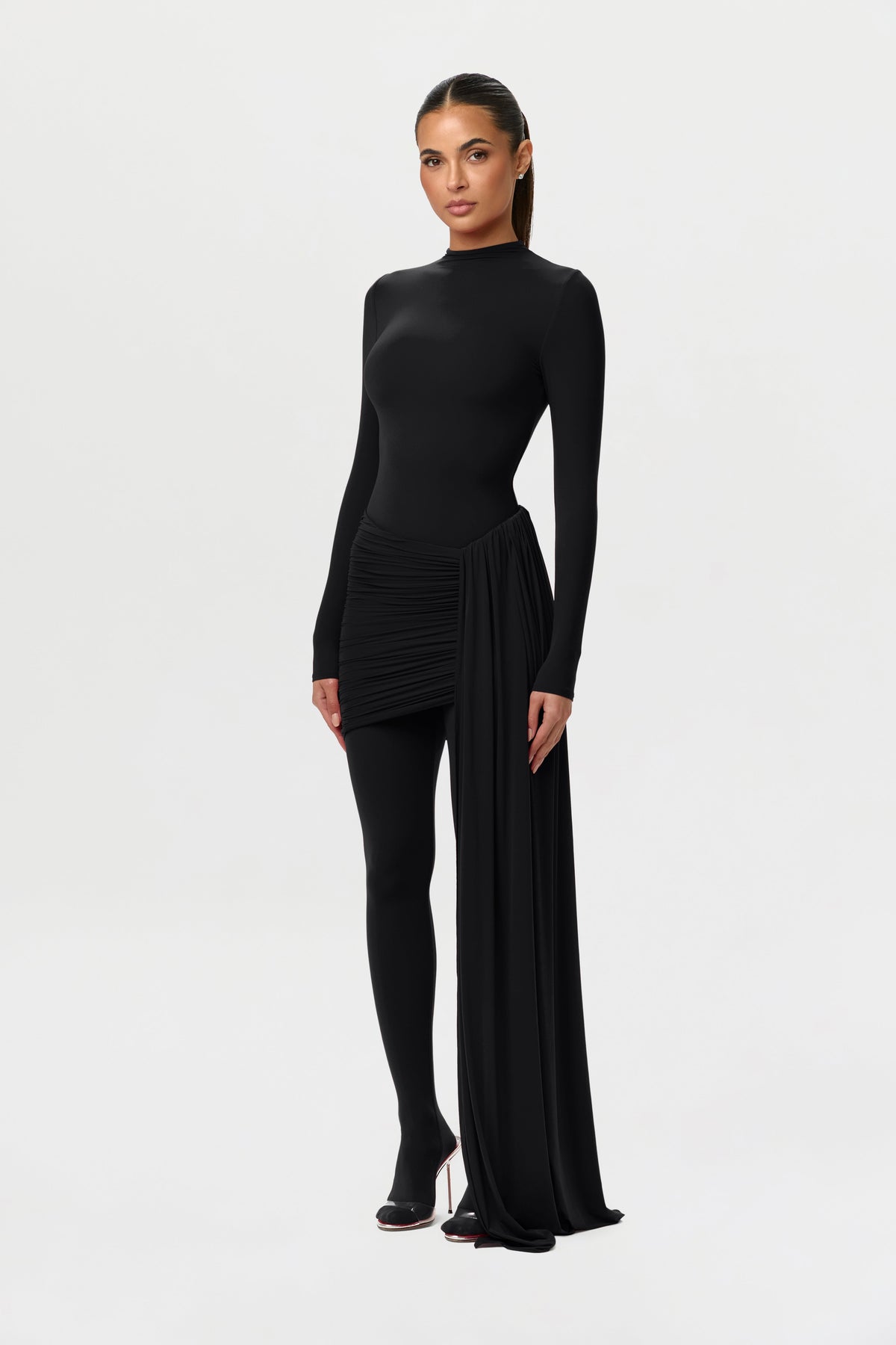 Naked Ruched Drape Mini Skirt