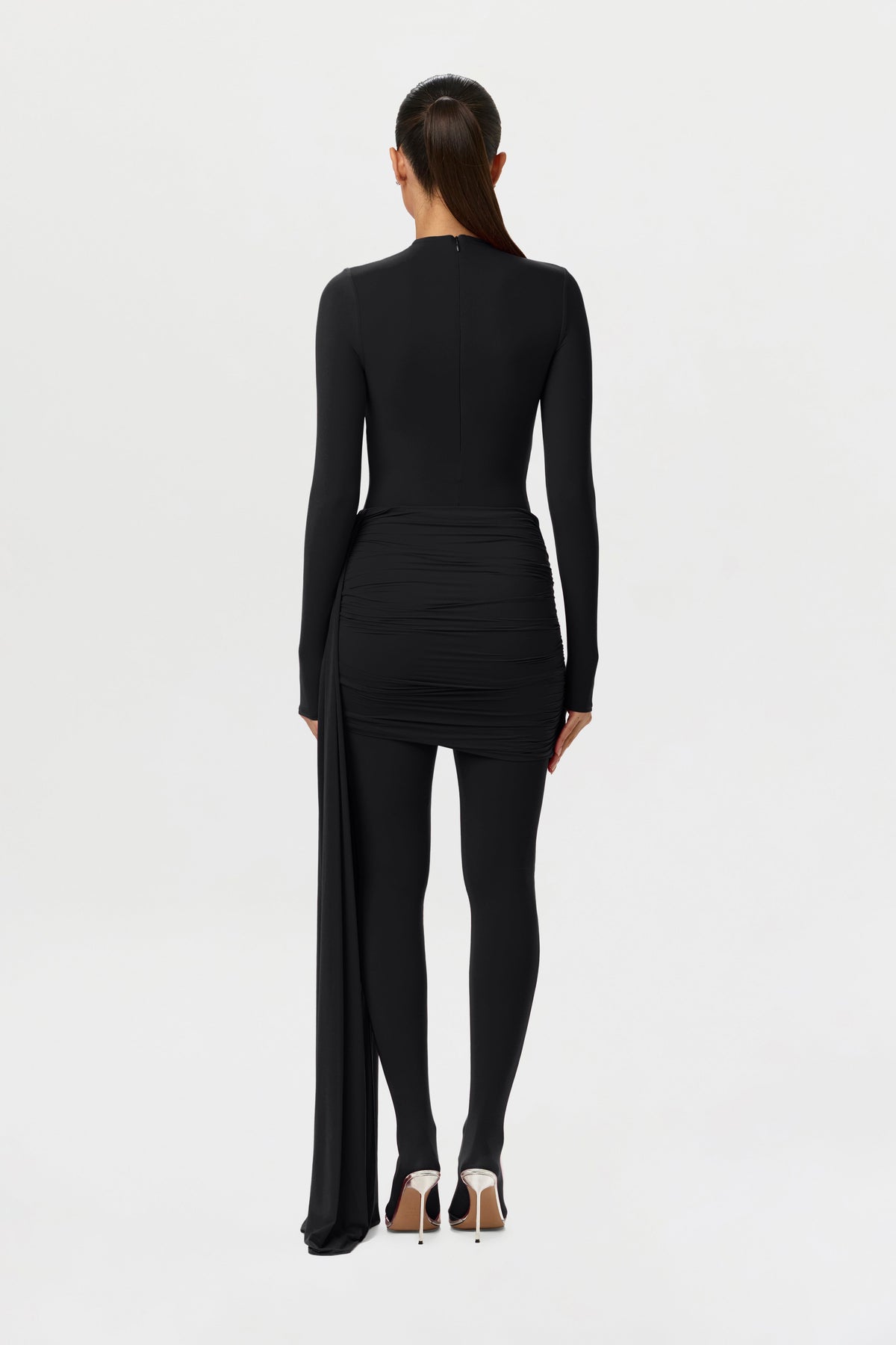 Naked Ruched Drape Mini Skirt