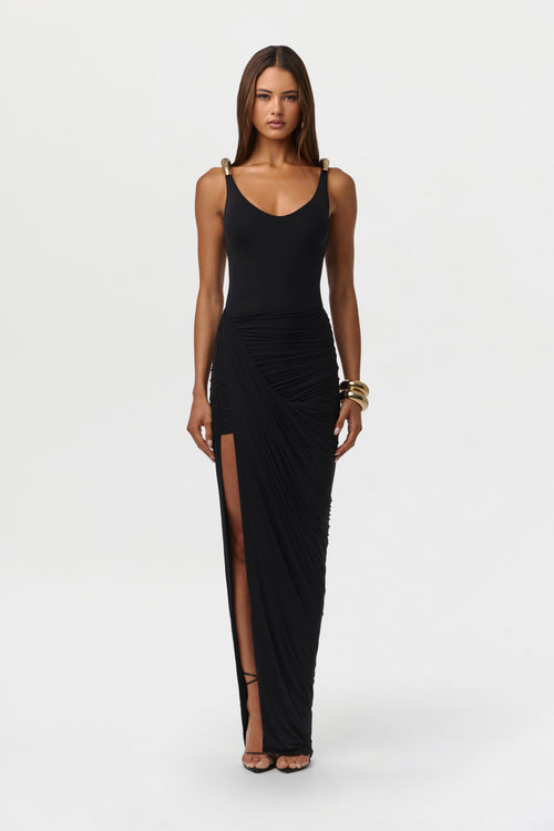 Naked Ruched Drape Maxi Skirt