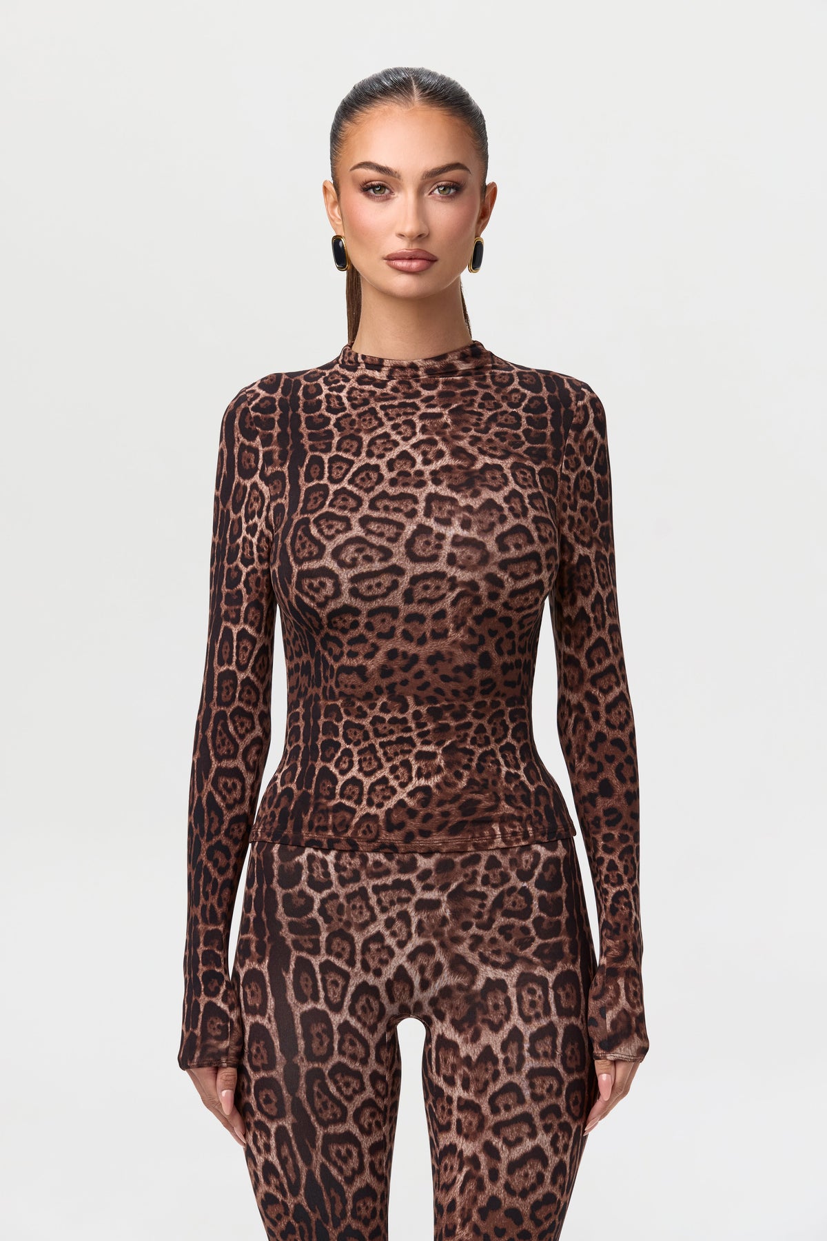 Naked Print Mock Neck Top