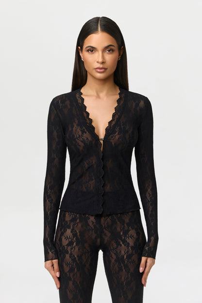 Stretch Lace Cardigan Top