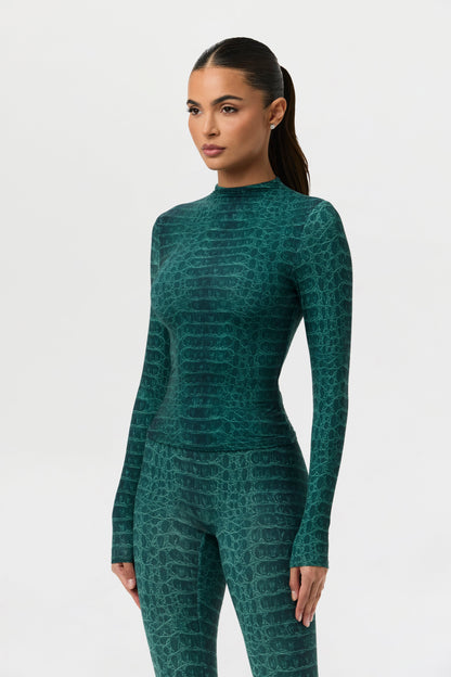 Naked Print Mock Neck Top