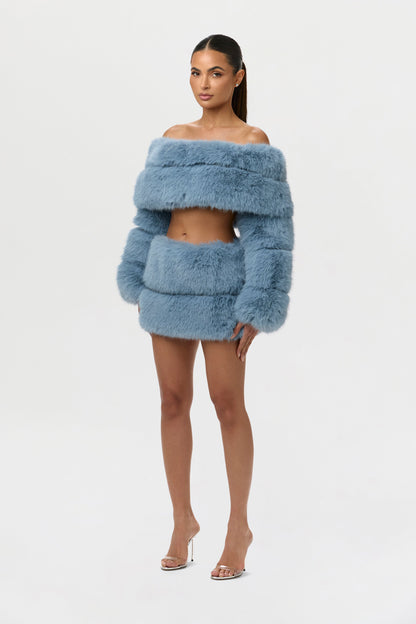 Faux Fur Off-Shoulder Pelted Top
