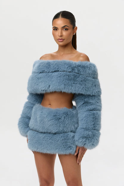 Faux Fur Pelted Mini Skirt