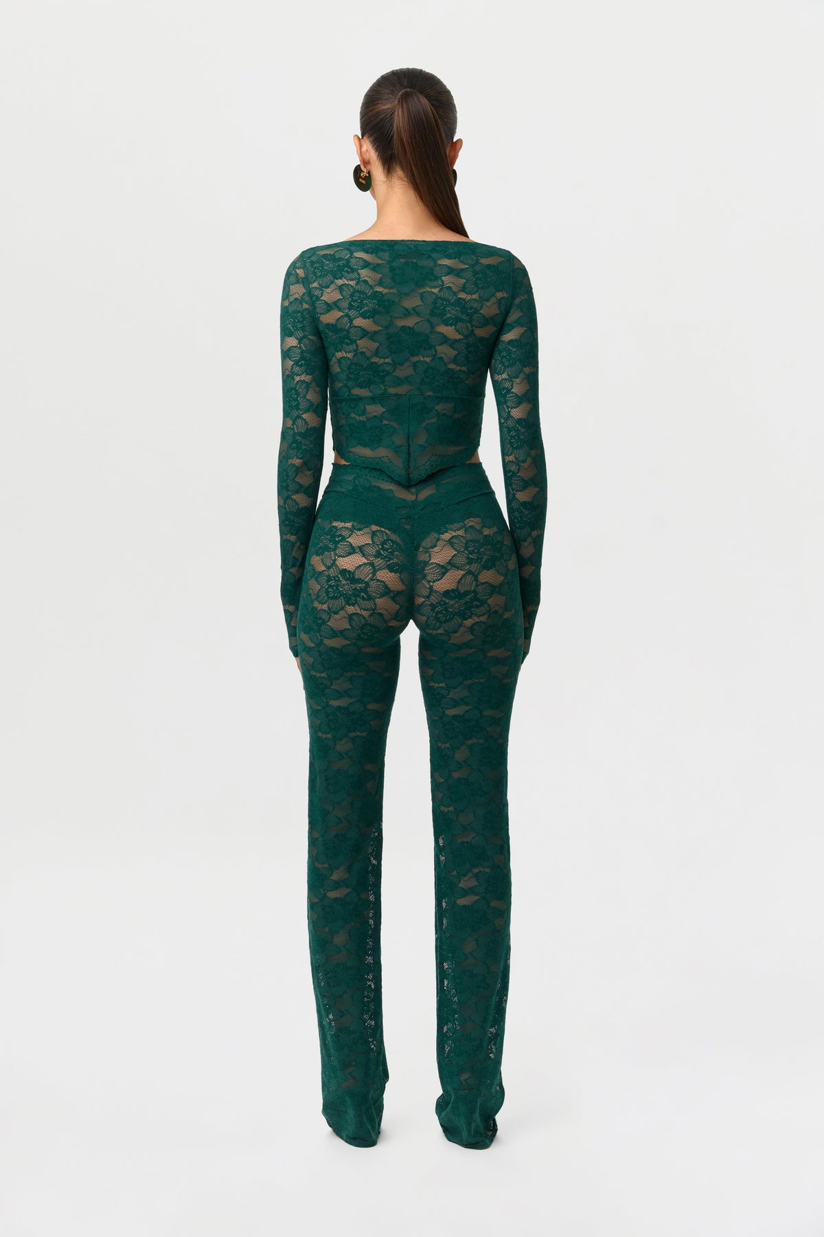 Stretch Lace Boatneck Crop Top