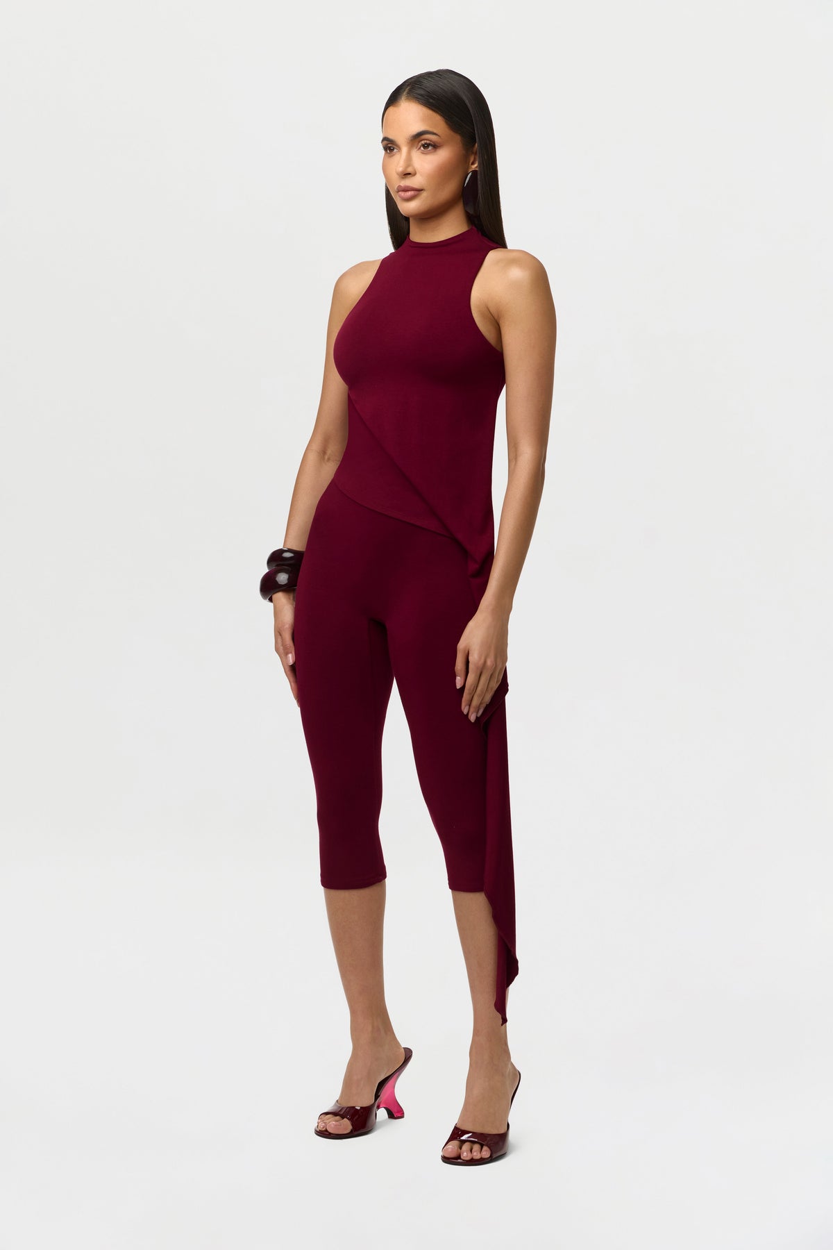 Smooth Sleeveless Drape Top
