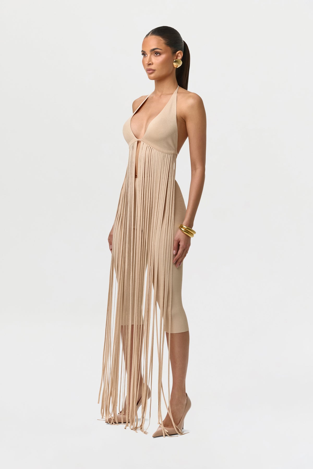 Knit Fringe Bra Halter Top