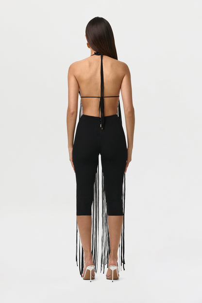 Knit Fringe Bra Halter Top