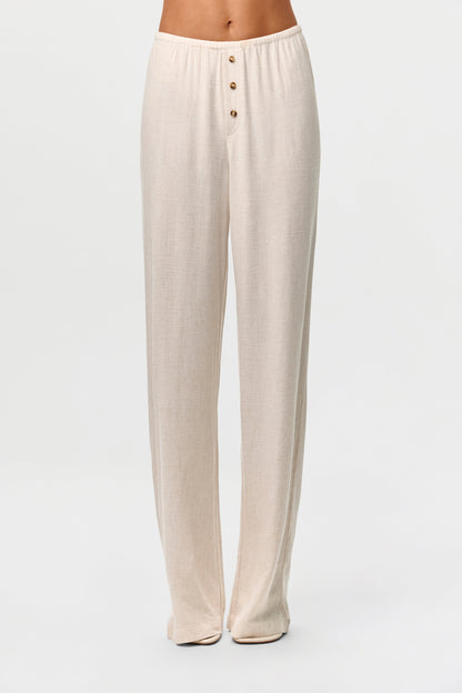 Linen Button Lounge Pants Petite