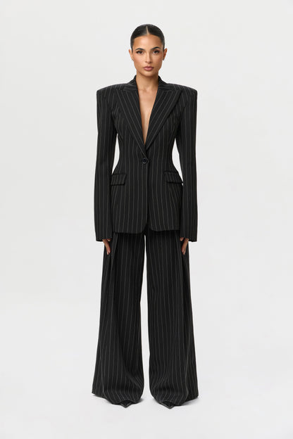 Suiting Pinstripe Wide-Leg Pant