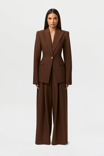 Suiting Pleated Wide-Leg Pant