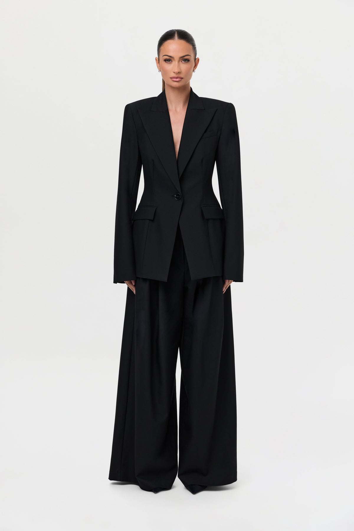 Suiting Pleated Wide-Leg Pant