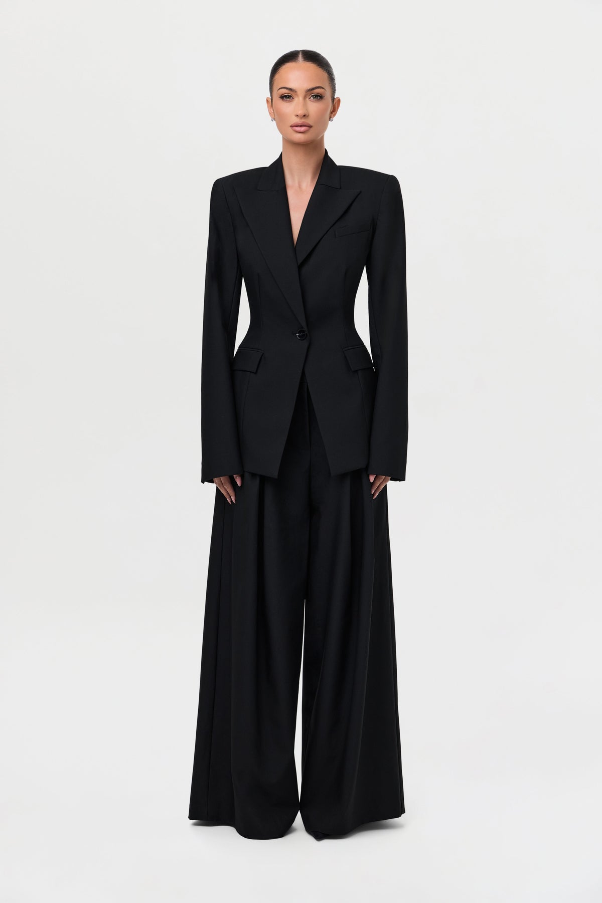 Suiting Pleated Wide-Leg Pant