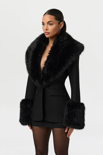 Faux Fur Suited Blazer