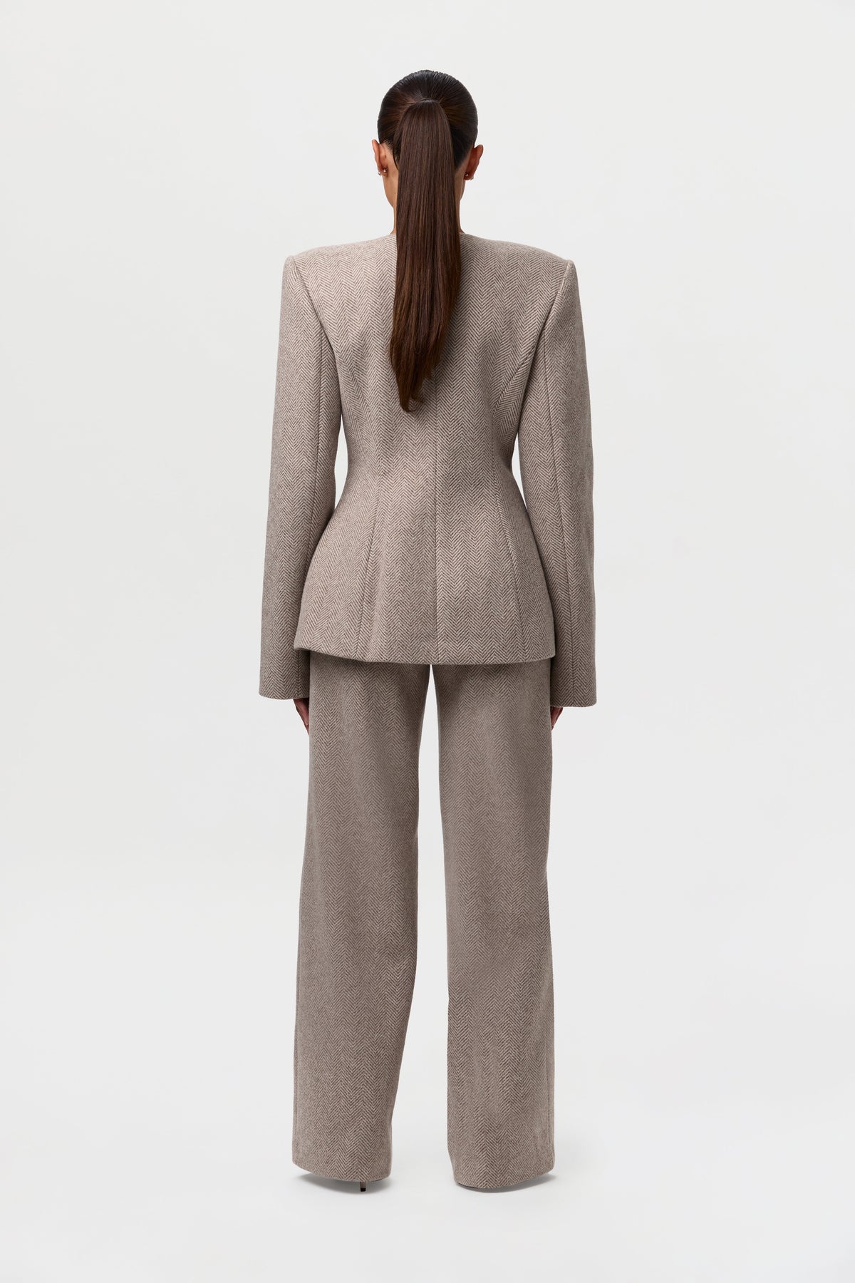 Chevron Wide-Leg Suit Pant