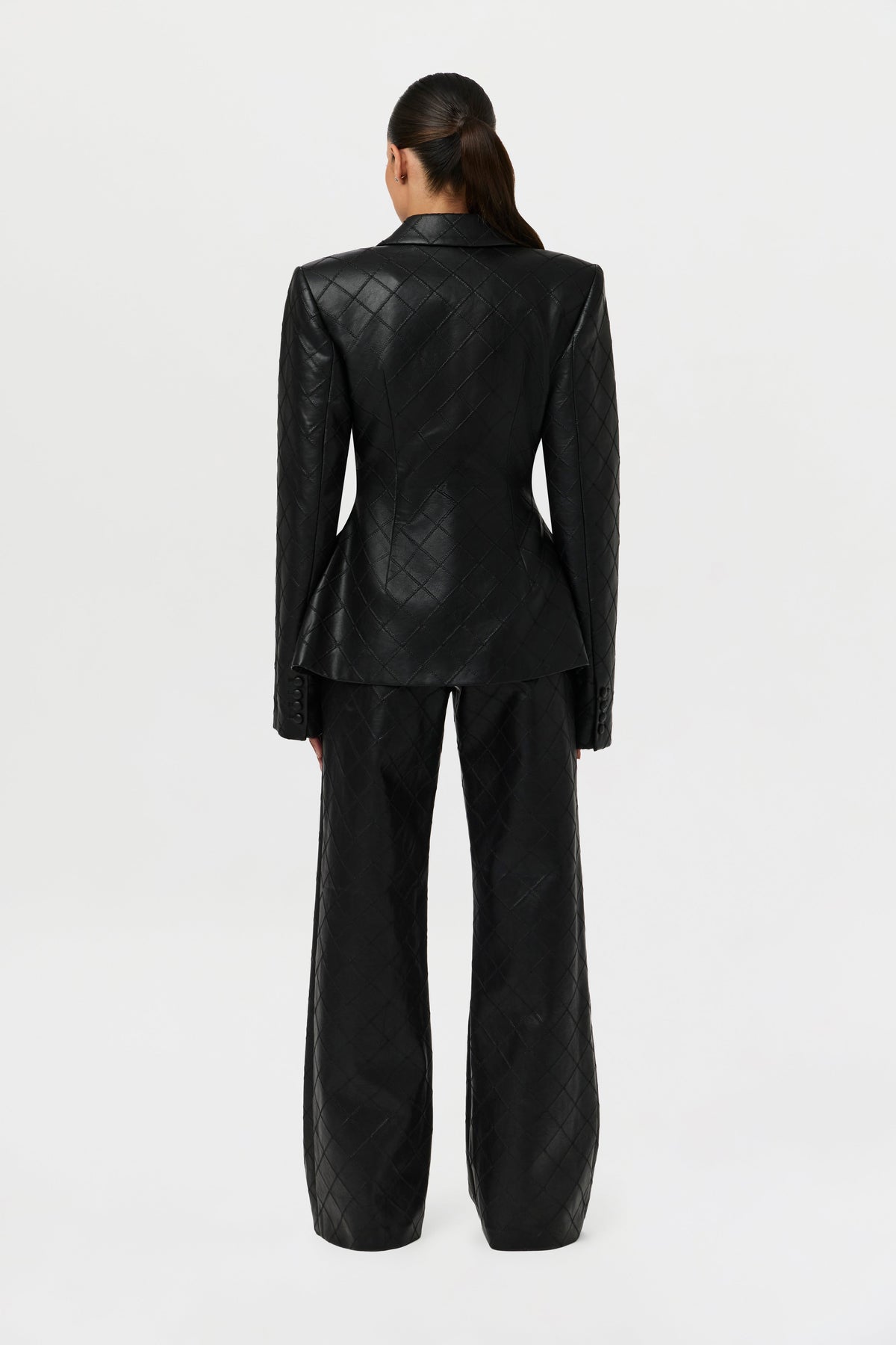 Quilted Vegan Leather Wide Leg Pants