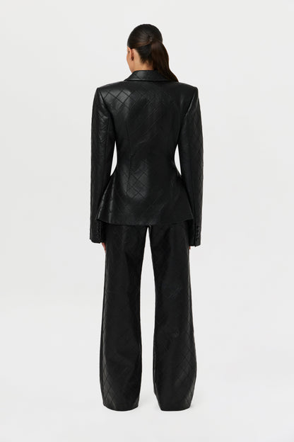 Quilted Vegan Leather Wide Leg Pants