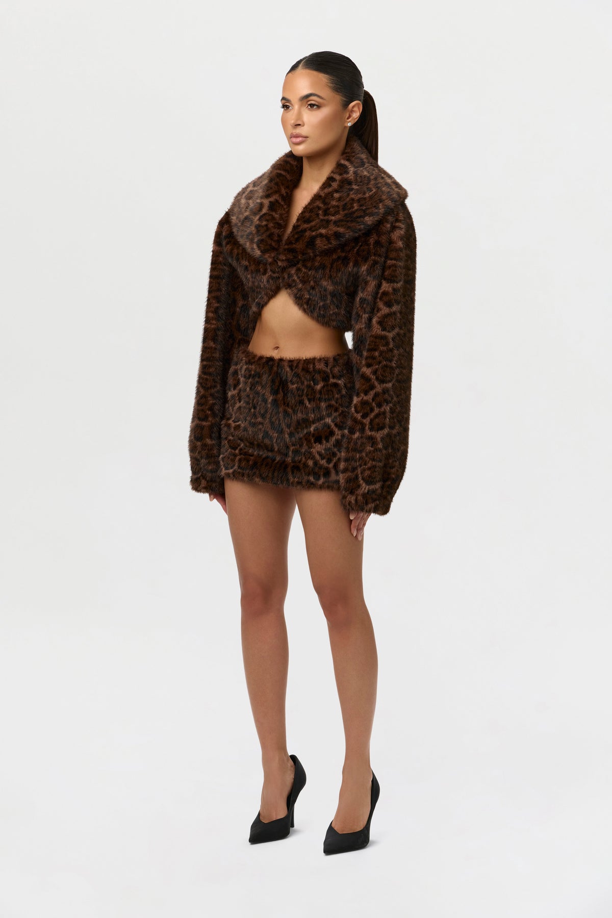 Faux Fur Leopard Shrug