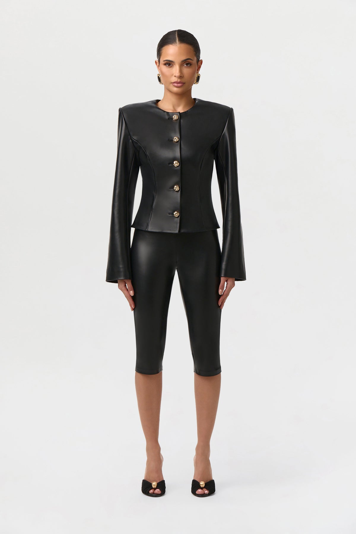 Vegan Leather Capri Leggings
