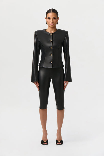 Vegan Leather Capri Leggings