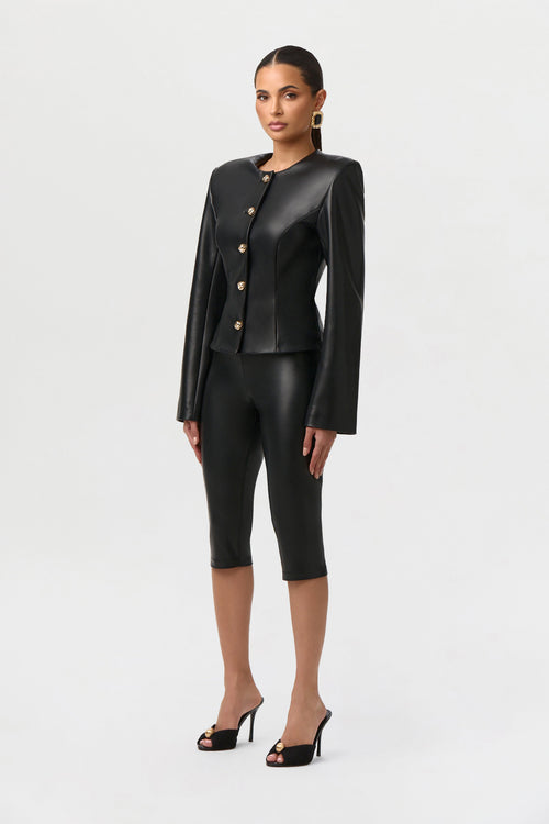 Vegan Leather Capri Leggings