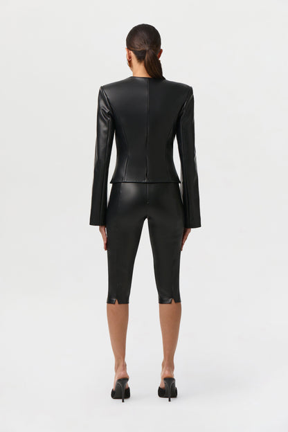 Vegan Leather Button Up Jacket