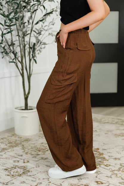 Hazel Blues® |  Off Duty Straight Leg Cargo Pants in  Brown
