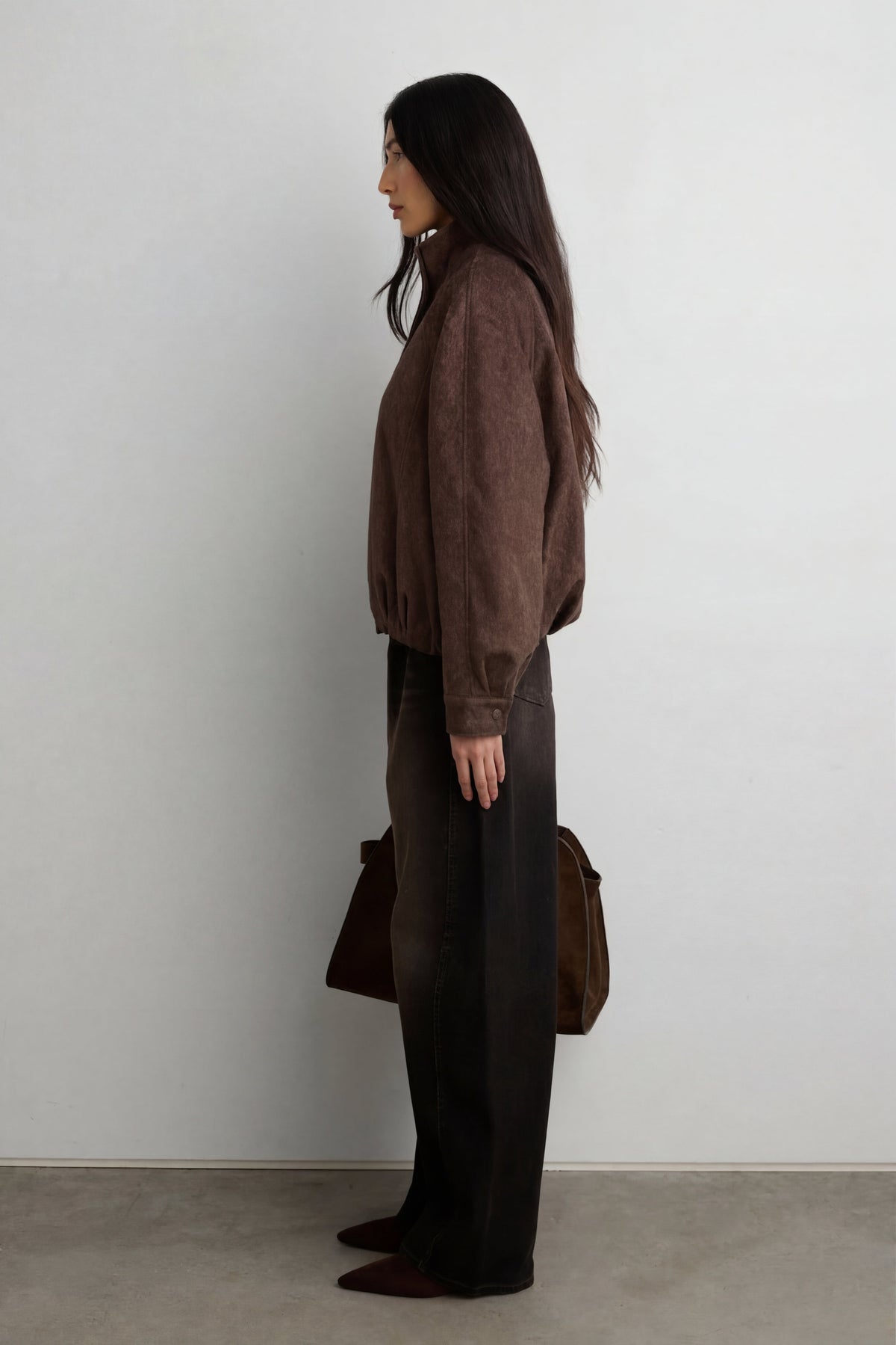 CROPPED TEXTURED FUNNEL NECK JACKET