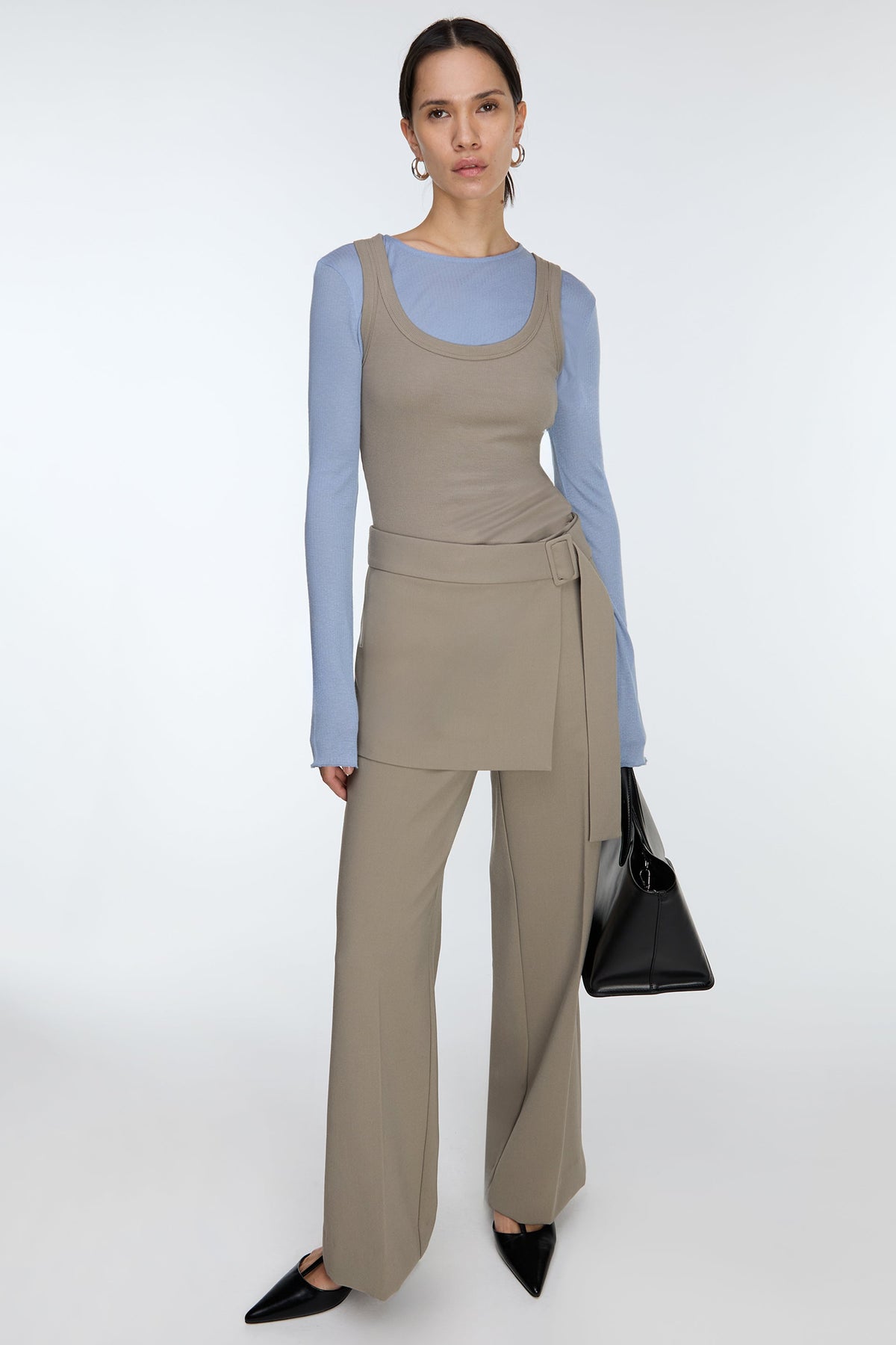 SKIRT-OVERLAY SUITING TROUSER