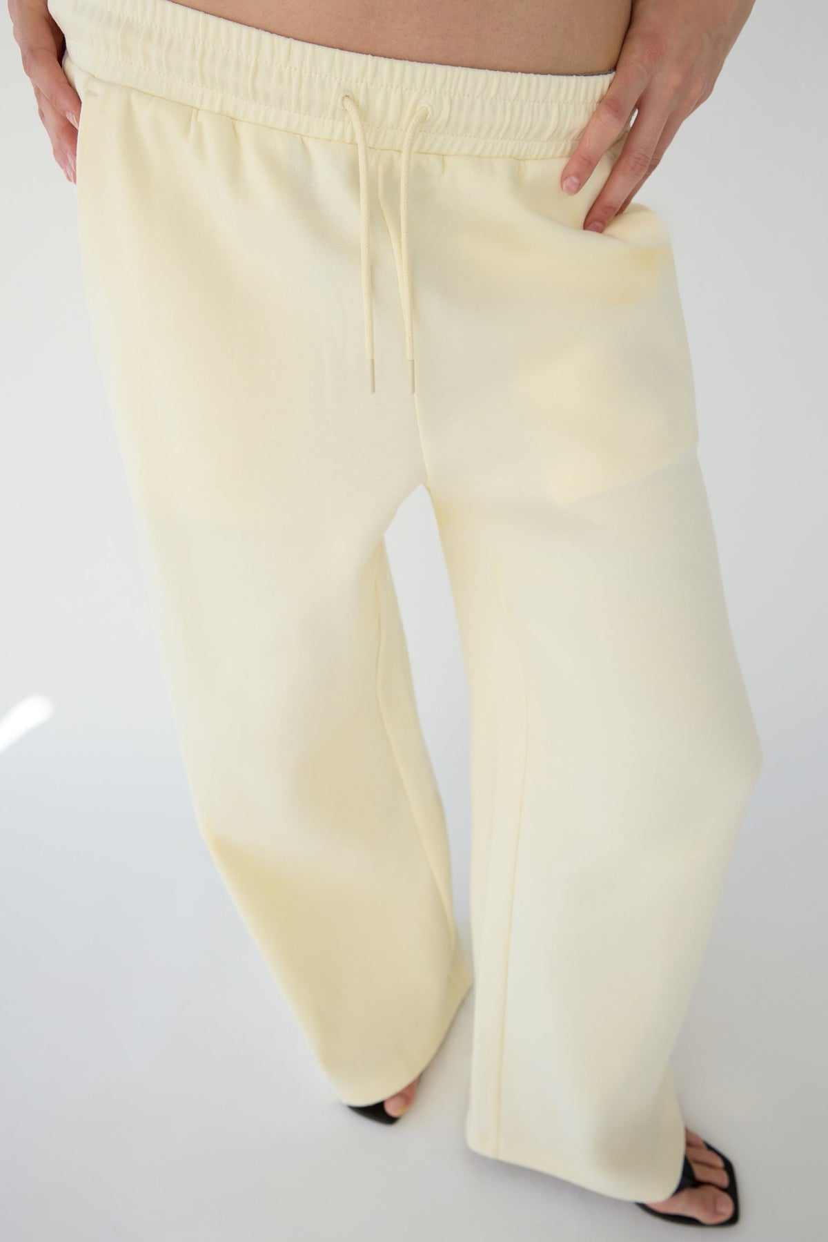 DOUBLE-KNIT COTTON BLEND WIDE LEG PANT