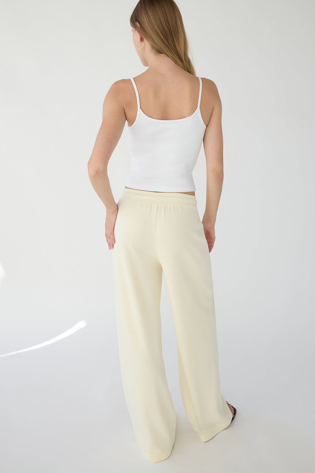 DOUBLE-KNIT COTTON BLEND WIDE LEG PANT