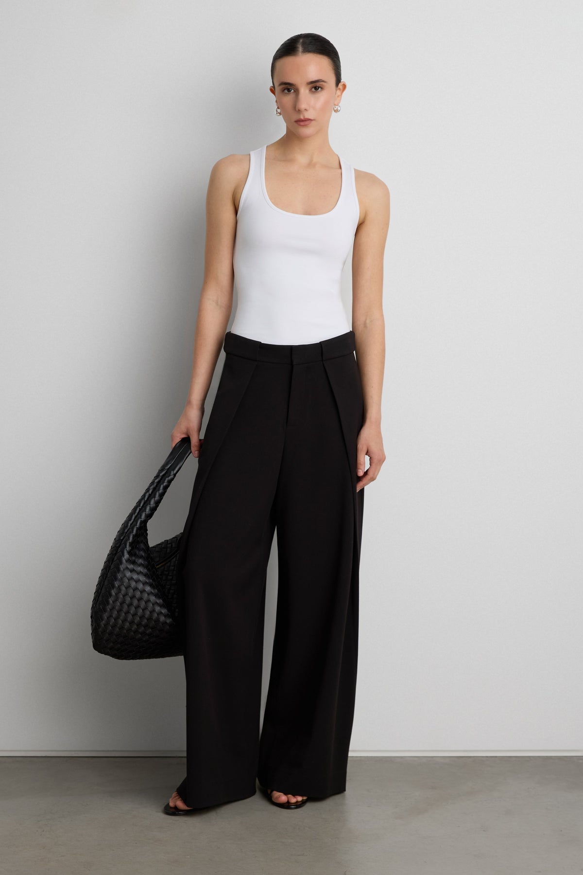 WIDE LEG PANT WITH FOLDED PLEAT