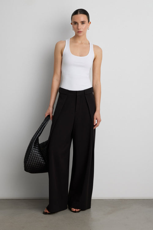 WIDE LEG PANT WITH FOLDED PLEAT