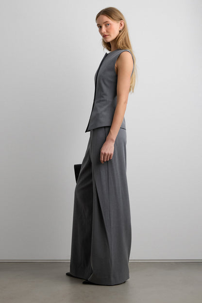 WIDE LEG PANT WITH FOLDED PLEAT