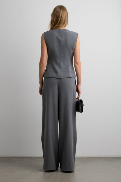 WIDE LEG PANT WITH FOLDED PLEAT