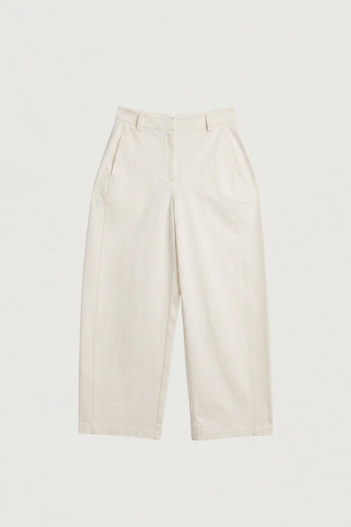 WOVEN TWILL BARREL LEG PANT